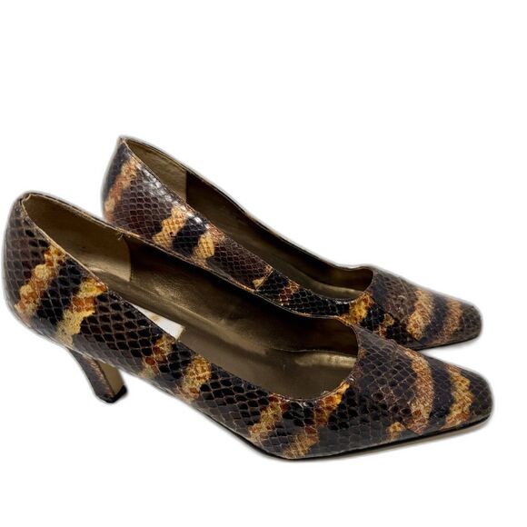 Vintage 80s Fresco By Pierre Women’s Genuine Snakeskin Shoes Pump Heels Sz 10 - Picture 1 of 14